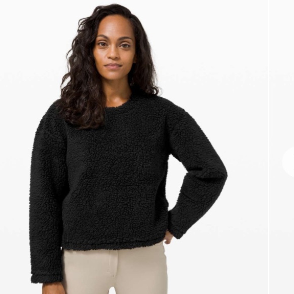 Lululemon Wool Whenever Pullover Boxy Sherpa Fleece Crewneck in Black Size 6